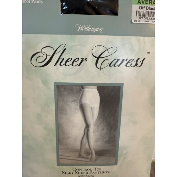Worthington Control Top Silky Sheer Pantyhose Off Black Sandalfoot Size Average - Picture 8 of 8